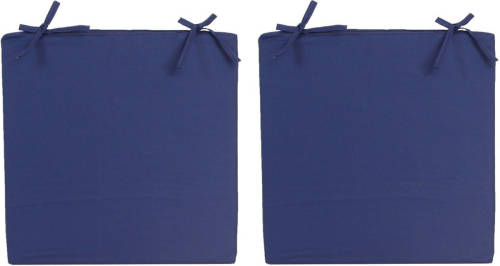 Anna's Collection 2x Stoelkussens Voor Binnen En Buiten In De Kleur Donkerblauw 40 X 40 Cm Tuinkussens Voor Buitenstoe - Sierkussens