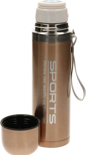 Shoppartners Metallic Thermosfles / Isoleerfles Rvs Voor Onderweg Goud 500 Ml - Thermosflessen