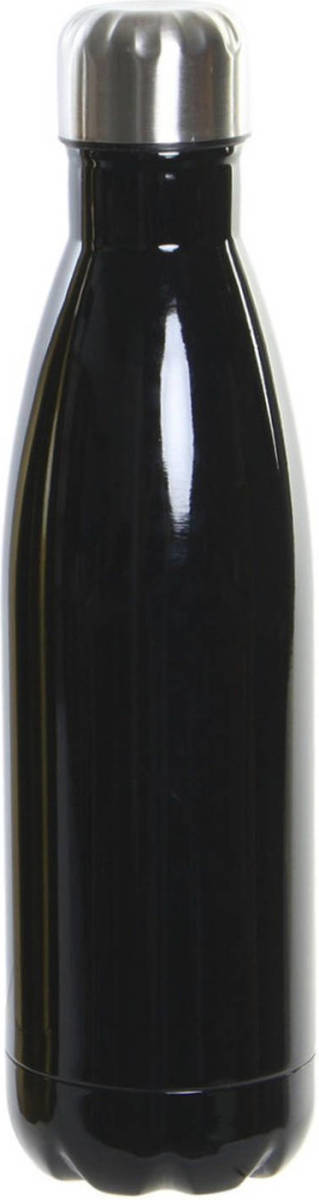 Shoppartners Rvs Thermos Waterfles/drinkfles Zwart Met Schroefdop 500 Ml - Thermosflessen