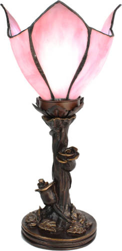 Clayre & Eef Lumilamp Tiffany Tafellamp 32 Cm Roze Glas Tiffany Bureaulamp Tiffany Lampen Glas In Lood Roze Tiffany Bureaulamp