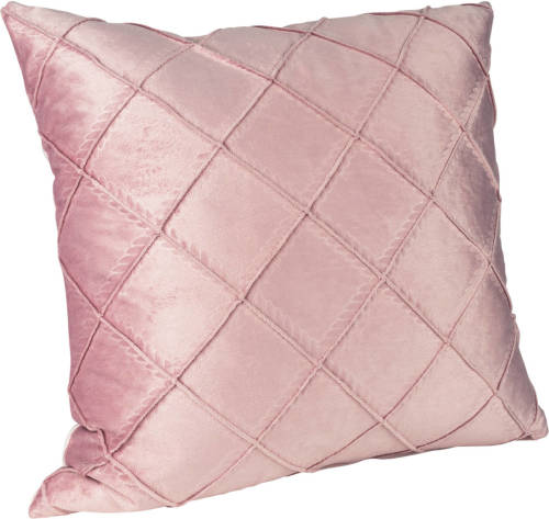 QUVIO Kussenhoes Met Ruiten Patroon - 45 X 45 Cm - Fluweel - Roze