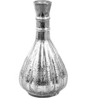 Clayre & Eef Vaas Ø 13*25 Cm Zilverkleurig Glas Decoratie Vaas Decoratie Pot Zilverkleurig Decoratie Vaas Decoratie Pot