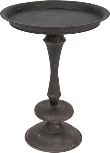 Clayre & Eef Bijzettafel Ø 49*67 Cm Zwart Ijzer Side Table Tafeltje Zwart Side Table Tafeltje