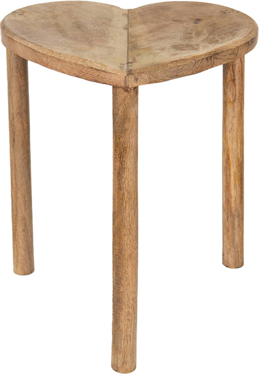 Clayre & Eef Bijzettafel Hart 39*34*40 Cm Bruin Hout Plantentafel Sidetable Bruin Plantentafel Sidetable