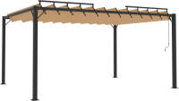 VidaXL Prieel Met Lamellendak 3x4 M Stof En Aluminium Taupe