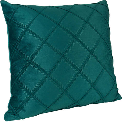 QUVIO Kussenhoes Met Ruiten Patroon - 45 X 45 Cm - Fluweel - Donkergroen