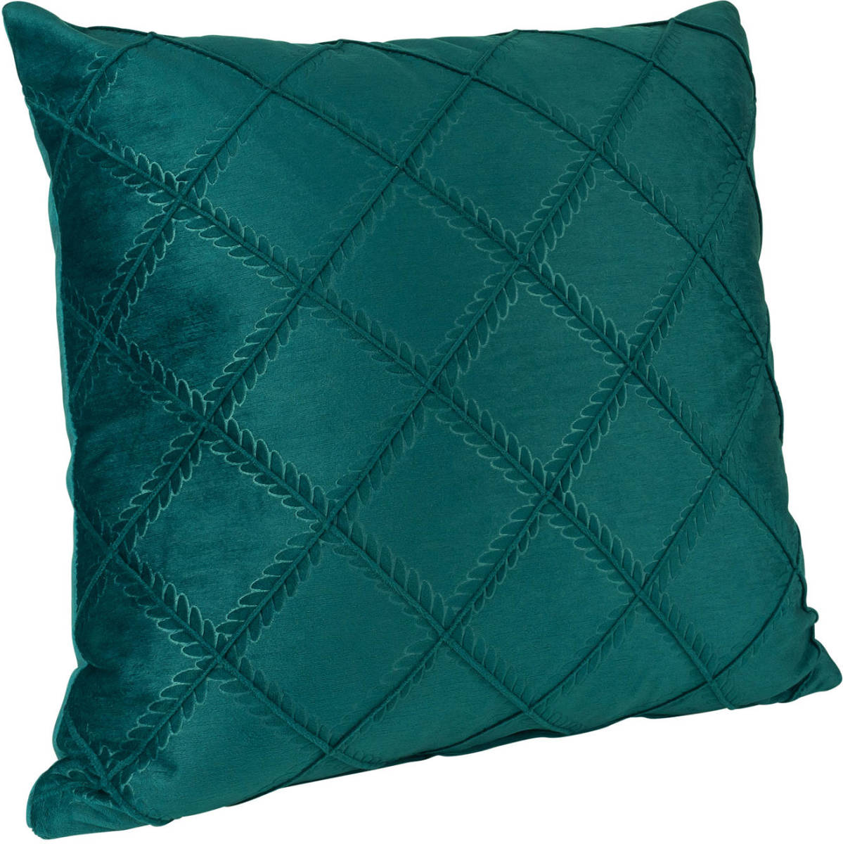 QUVIO Kussenhoes Met Ruiten Patroon - 45 X 45 Cm - Fluweel - Donkergroen