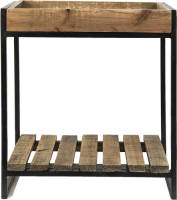 Clayre & Eef Bijzettafel 40*22*43 Cm Bruin Zwart Hout Plantentafel Sidetable Bruin Plantentafel Sidetable