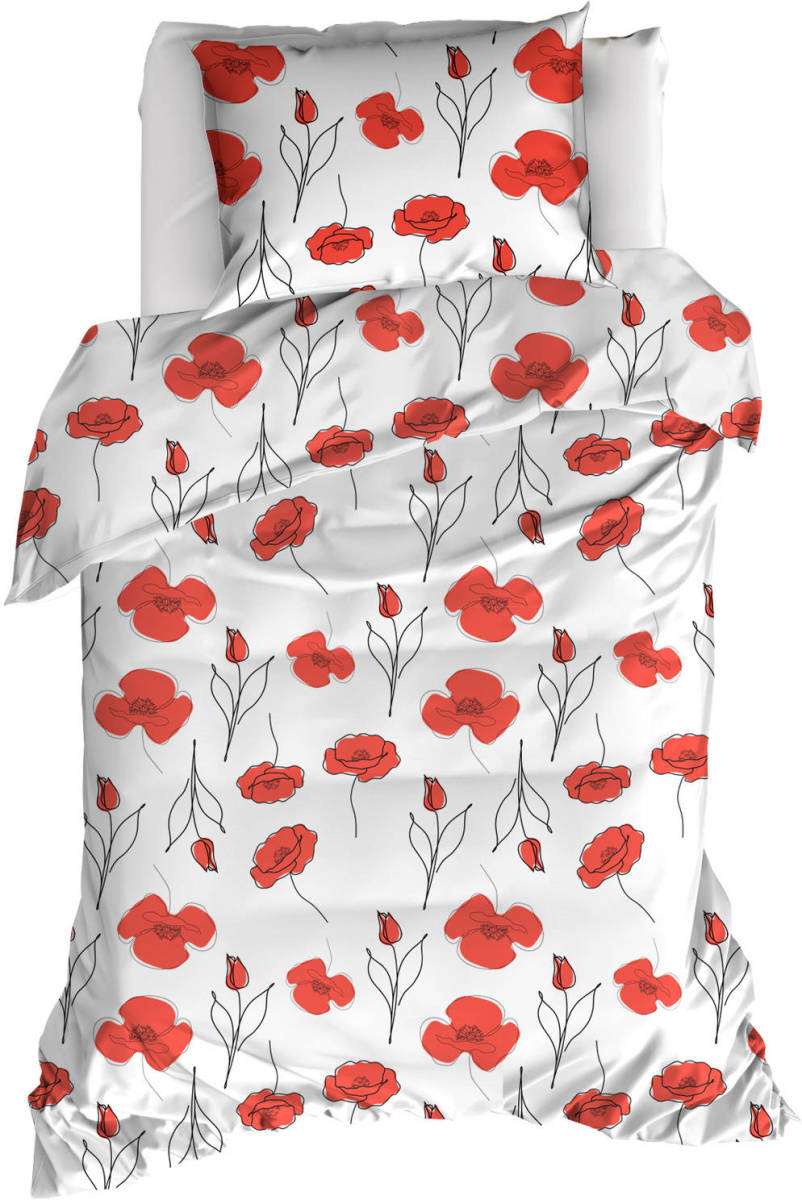 MOOD!T Moodit Dekbedovertrek Odil Papaver - Eenpersoons - 140 X 220 Cm - Katoen