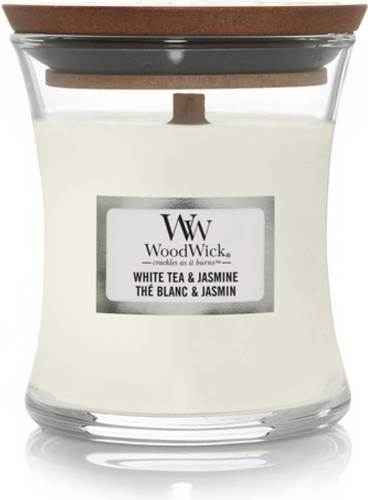 Woodwick Kaars Mini White Tea & Jasmine - 8 Cm / ø 7 Cm
