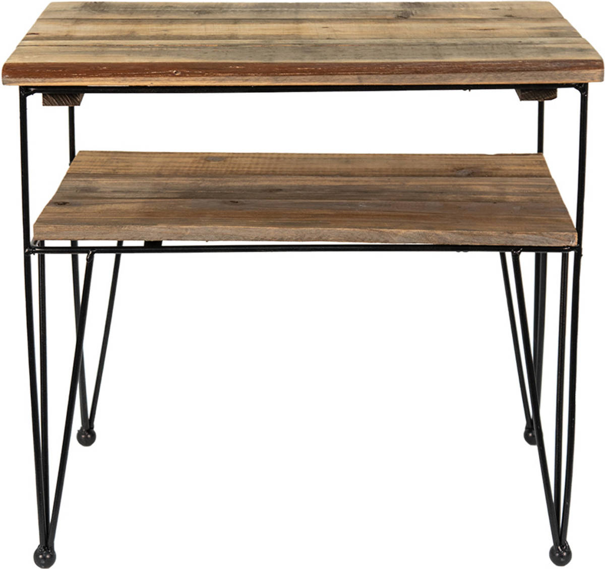 Clayre & Eef Bijzettafel 38*26*36 Cm Bruin Hout Side Table Tafeltje Plantentafeltje Bruin Side Table Tafeltje