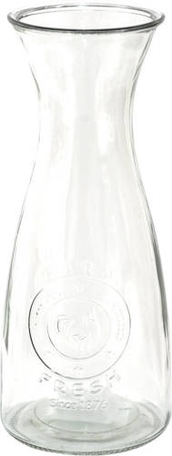 Clayre & Eef Karaf Ø 10*27 Cm Transparant Glas Country Style Waterkan Waterkaraf Transparant Waterkan Waterkaraf