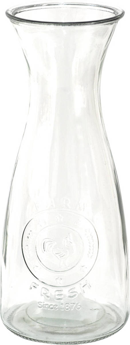 Clayre & Eef Karaf Ø 10*27 Cm Transparant Glas Country Style Waterkan Waterkaraf Transparant Waterkan Waterkaraf