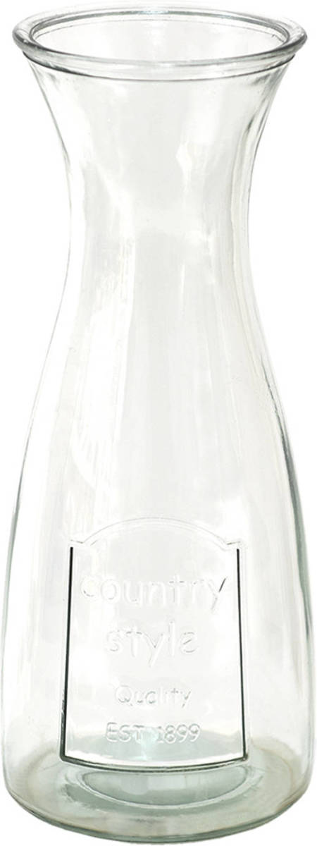 Clayre & Eef Karaf Ø 10*27 Cm Transparant Glas Farm Fresh Waterkan Waterkaraf Transparant Waterkan Waterkaraf