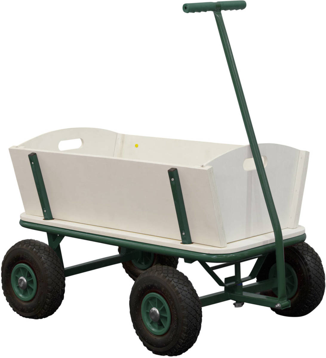 Sunny Billy Beach Wagon / Bolderkar Van Blank Hout Bolderwagen Met Luchtbanden In Groen