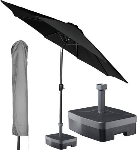 Kopu ® Ronde Stokparasol 300 Cm Calma Met Hoes En Voet - Black