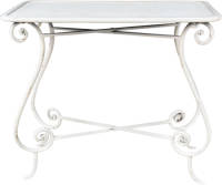 Clayre & Eef Bijzettafel 90*48*79 Cm Wit Ijzer Hout Rechthoek Side Table Tafeltje Wit Side Table Tafeltje