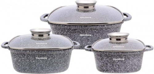 Klausberg 7534 - Pannenset - Keramisch - Marmer - Met Aromaknop- 20/24/28 Cm