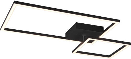 BES LED Led Plafondlamp - Plafondverlichting - Trion Pado - 25w - Warm Wit 3000k - Dimbaar - Rechthoek - Mat Zwart - Aluminium