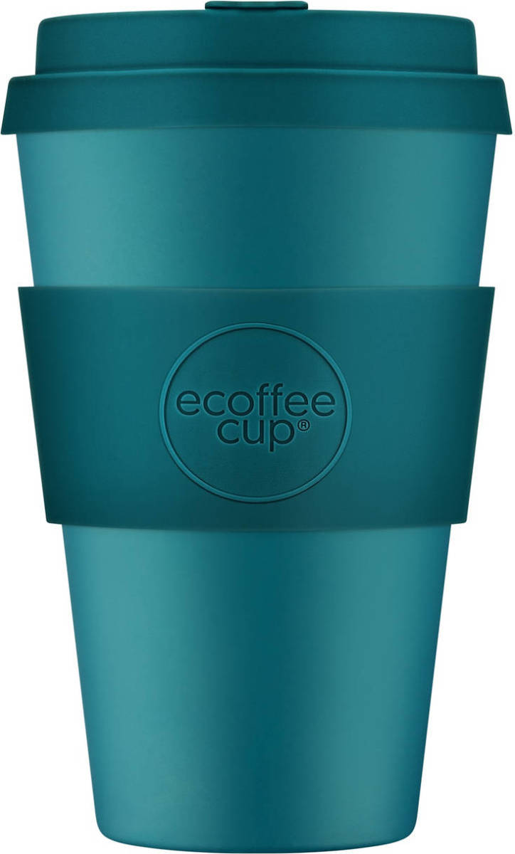 Ecoffee Cup Bay Of Fires Pla - Koffiebeker To Go 400 Ml - Petrol Siliconen