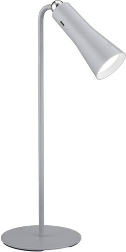 BES LED Led Bureaulamp - Trion Moxi - 2w - Warm Wit 3000k - Oplaadbaar - Rond - Mat Grijs - Aluminium