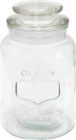 Clayre & Eef Voorraadpot Deksel Ø 11*19 Cm Transparant Glas Rond Voorraadbus Bewaarpot Opbergpot Transparant