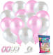 Fissaly ® 40 Stuks Roze & Witte Latex Ballonnen Met Accessoires - Helium - Decoratie - Bruiloft & Trouwen
