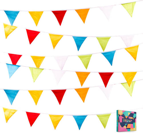 Fissaly ® Verjaardag Stoffen Gekleurde Vlaggetjes Slinger - Decoratie - Happy Birthday - Luxe Feest Versiering