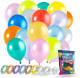 Fissaly ® 120 Stuks Gekleurde Latex Helium Ballonnen - Wit, Geel, Oranje, Rood, Roze, Paars, Blauw & Groen