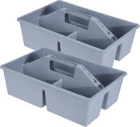 2x Stuks Gereedschap Opbergbox/opbergdoos/mand Grijs Met Handvat 39 X 26 X 12 Cm Kunststof - Opbergbox