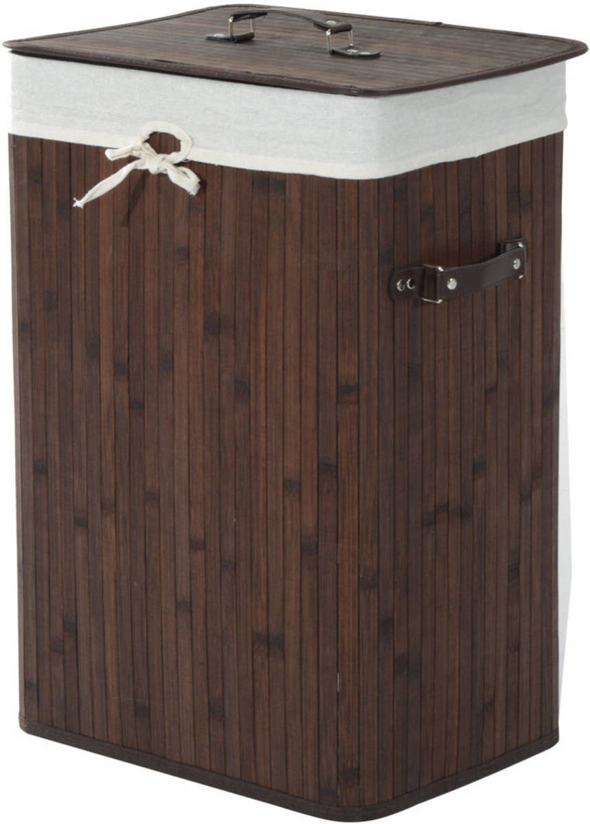 Zenzee Bamboe Wasmand 72 L - Luxe Wasmand - Wassorteerder - Donkerbruin - L40 X B30 X H60 Cm