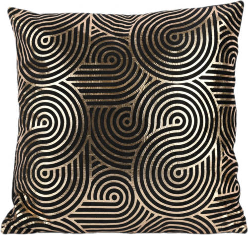 CASA DI ELTURO Sierkussen Velvet Swirl - Zwart & Goud - 45 X 45 Cm (Incl. Vulling)