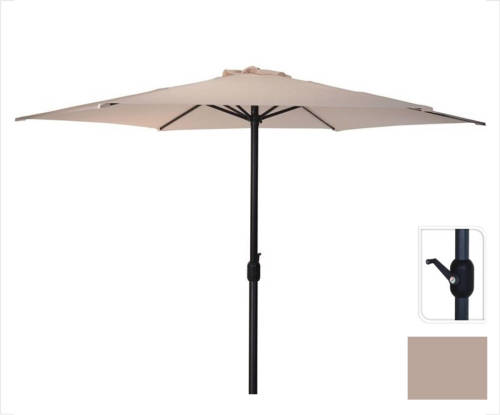 Pro Garden Parasol Taupe Ø300 Cm Voor Tuin En Terras Met Handig Opdraaisysteem