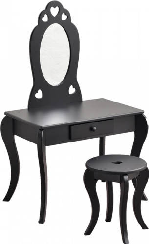 VDD Kaptafel Hartje Design - Make Up Visagie Tafel Kinderkamer Meisje Met Krukje