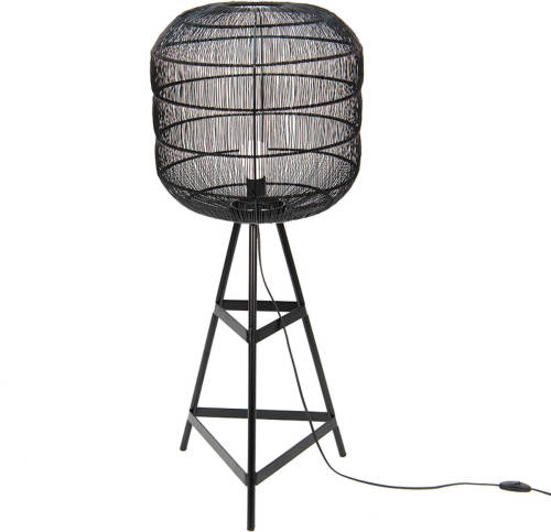 Clayre & Eef Vloerlamp Ø 39*100 Cm Zwart Ijzer Staande Lamp Staanlamp Zwart Staande Lamp Staanlamp