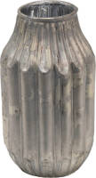 Clayre & Eef Vaas 5*8*15 Cm Grijs Glas Decoratie Vaas Decoratie Pot Grijs Decoratie Vaas Decoratie Pot