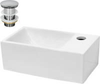 ECD Germany Wastafel 350x205x125 Mm Wit Keramiek Incl. Afvoerset Zonder Overloop
