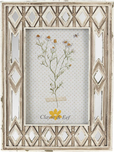 Clayre & Eef Fotolijst 10*15 Cm Beige Kunststof Fotokader Wissellijst Foto Frame Beige Fotokader Wissellijst