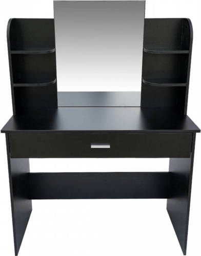 VDD Kaptafel - Toilettafel - Opmaaktafel - Spiegel Lade En Opbergplanken - Zwart