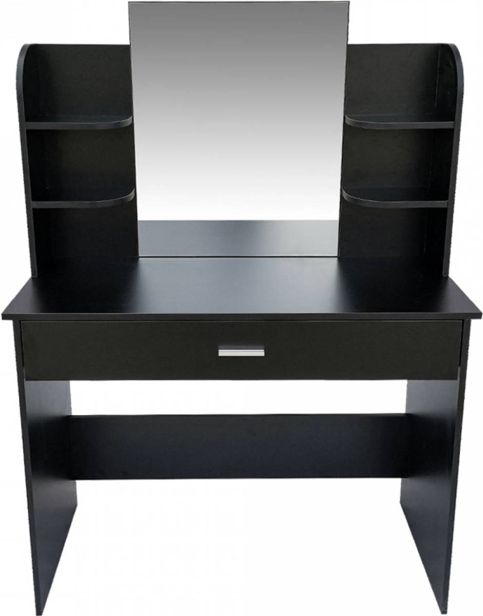 VDD Kaptafel - Toilettafel - Opmaaktafel - Spiegel Lade En Opbergplanken - Zwart