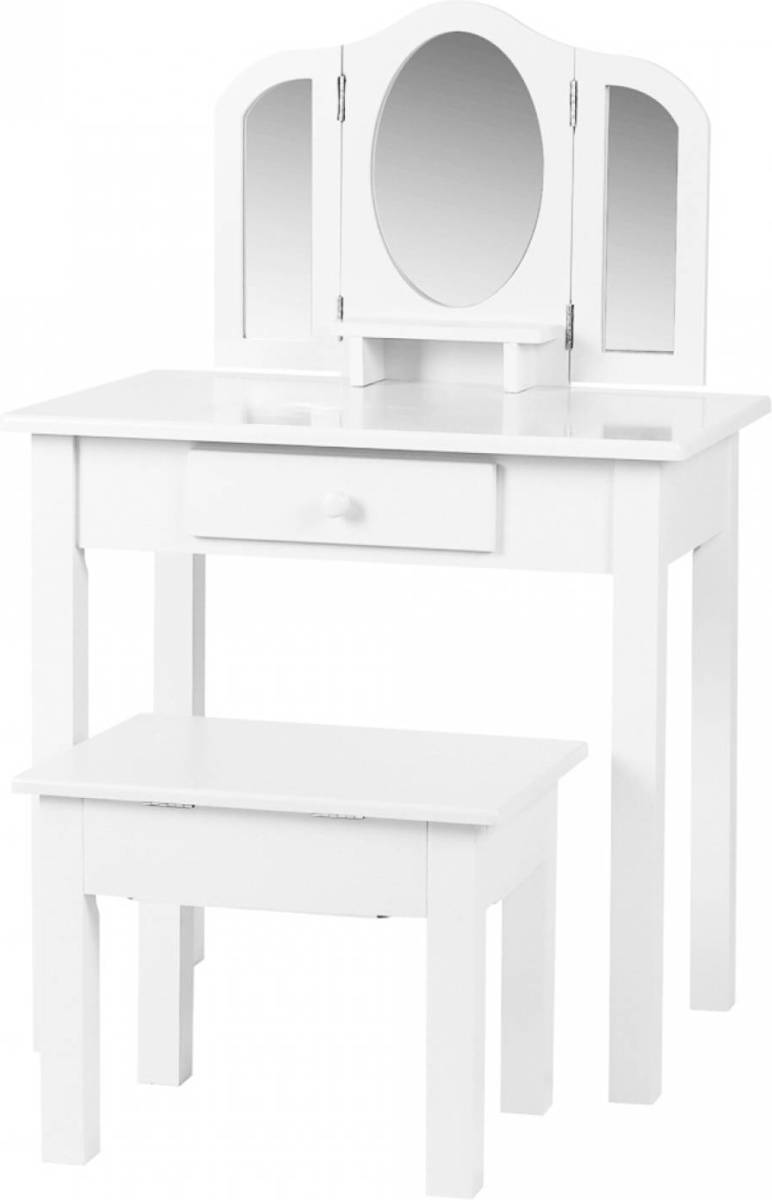 VDD Kaptafel Met Krukje - Opmaaktafel Kinderkamer Met Spiegels