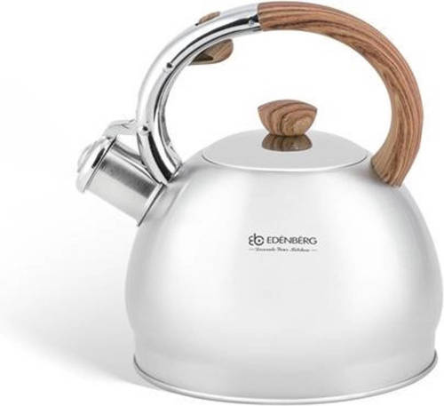 EDENBERG Classic Line - Luxe Fluitketel 2.0 Liter - Rvs/bruin