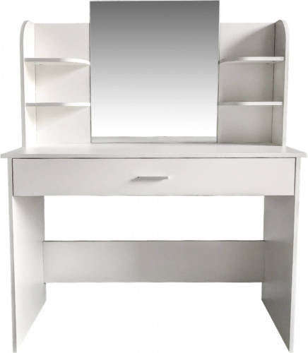 VDD Kaptafel - Make Up Visagie Opmaaktafel - Toilettafel - Met Spiegel Lade En Opbergplanken - Wit