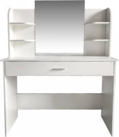 VDD Kaptafel - Make Up Visagie Opmaaktafel - Toilettafel - Met Spiegel Lade En Opbergplanken - Wit
