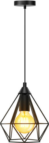 BES LED Led Hanglamp - Hangverlichting - Aigi Elsa - E27 Fitting - 1-lichts - Retro - Klassiek - Mat Zwart - Aluminium
