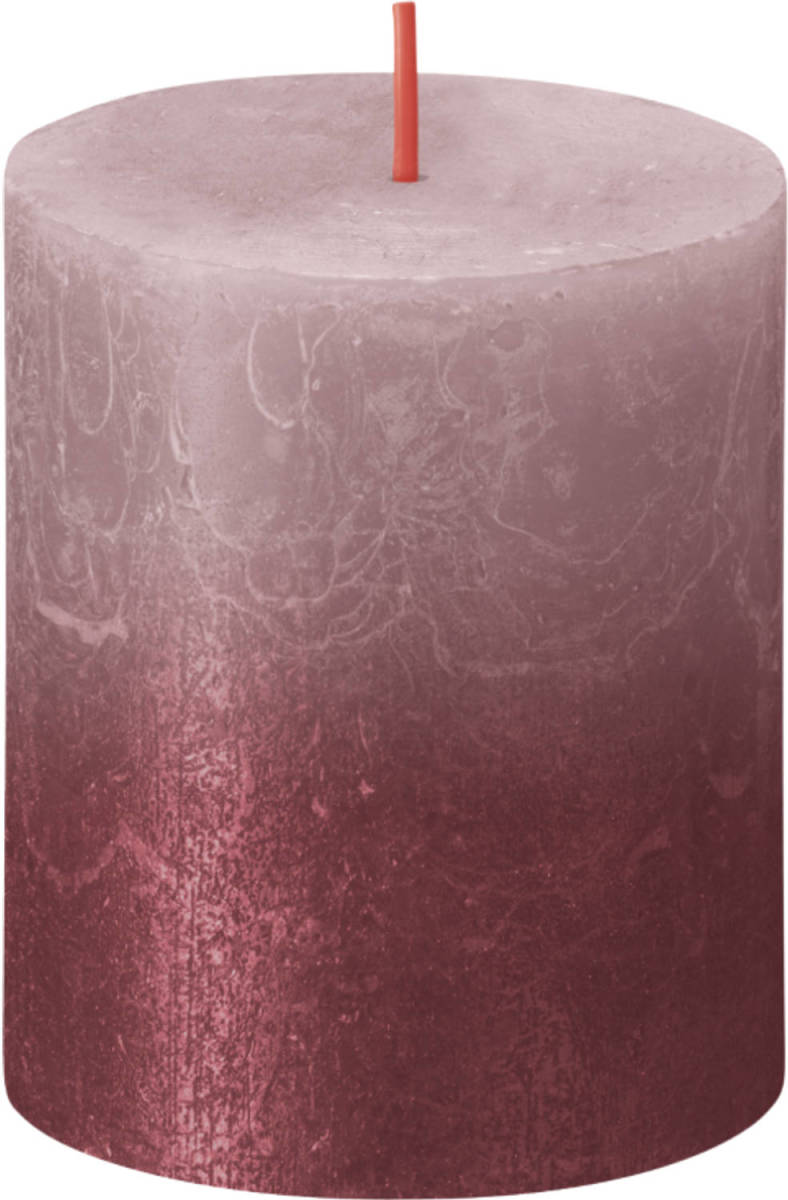 Bolsius Rustiek Fading Metallic Stompkaars 80/68 Ash Rose Red