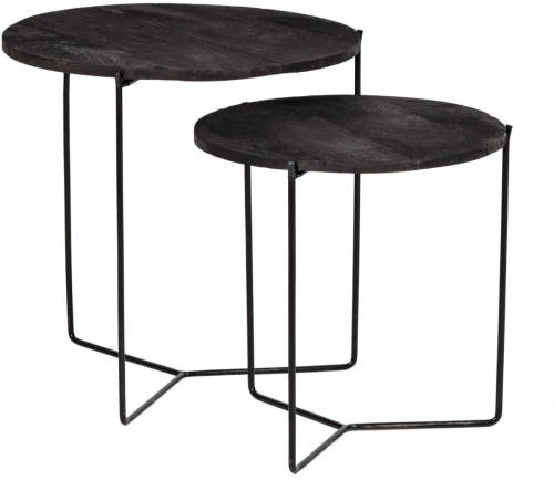 livingfurn - Bijzettafel Mason Zwart - 52x52x53 - Mangohout