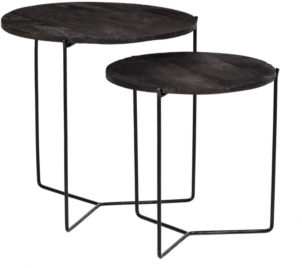 livingfurn - Bijzettafel Mason Zwart - 52x52x53 - Mangohout