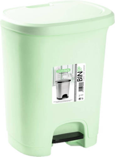 Forte Plastics Afvalemmers/vuilnisemmers/pedaalemmers 8 Liter In Het Lichtmintgroen Met Deksel En Pedaal - Prullenbakken