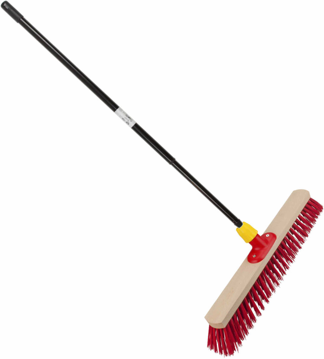 Shoppartners Houten Straatbezem/buitenbezem Rood Elaston 40 Cm Met Metalen Telescoopsteel Zwart 80 - 130 Cm - Harde Buitenbezems